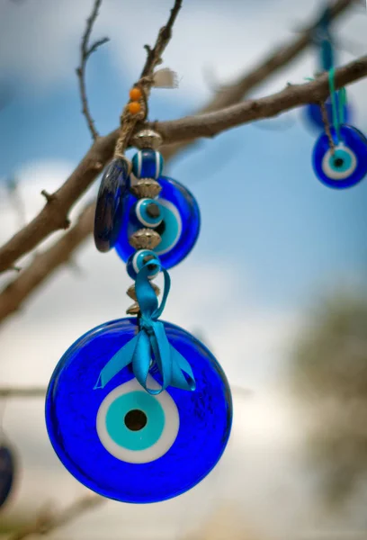 Nazar Encantos Para Alejar Mal Ojo Las Ramas Árbol Capadocia — Foto de Stock