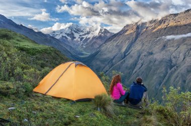 Peru Andes kamp. Trekking, Peru Salkantay.