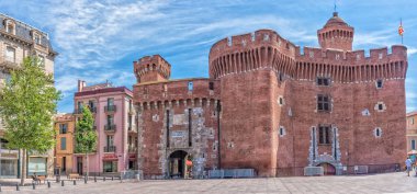 Perpignan, France - July 27, 2014: Castillet or porte Notre-Dame or Petit-Castillet in Perpignan.