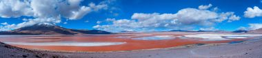 Panoramic view of Laguna Colorada - salt lake in the southwest of the Altiplano of Bolivia clipart
