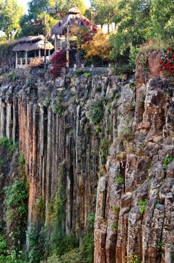 Santa Maria Regla bazaltik prizmalar. Uzun boylu sütun bazalt kaya Kanyon, Huasca de Ocampo, Meksika