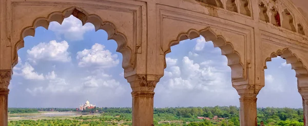 Vista Panorâmica Taj Mahal Forte Agra Agra Uttar Pradesh Índia — Fotografia de Stock