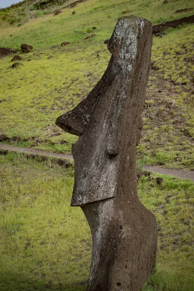 Moai Szobrok Rano Raraku Vulkánnál Húsvét Szigeten Rapa Nui Nemzeti — Stock Fotó
