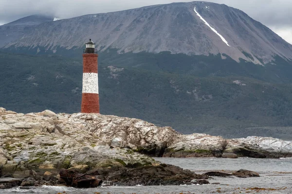 Les Eclaireurs Lighthouse Beagle Channel Tierra Del Fuego Jižní Argentina — Stock fotografie