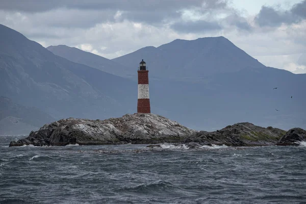 Les Eclaireurs Lighthouse Beagle Channel Tierra Del Fuego Southern Argentina — Stock Photo, Image