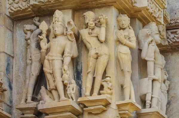 Erotik Bas Rölyef Hindu Tapınağı Khajuraho Hindistan Taş Oyma Unesco — Stok fotoğraf