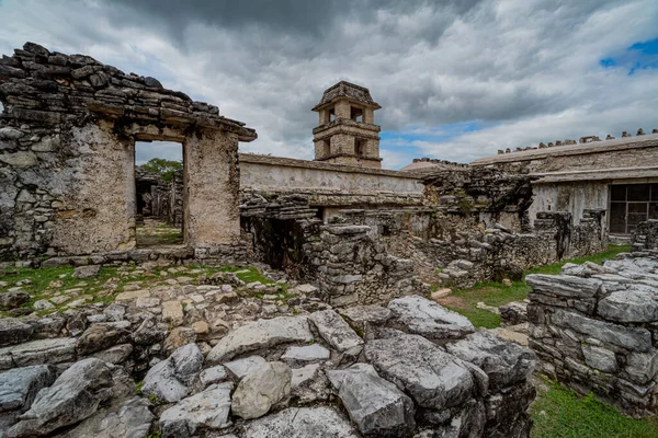 Vista Del Sitio Arqueológico Palenque México — Foto de Stock