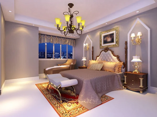 Rendering bed room — Stock Photo, Image