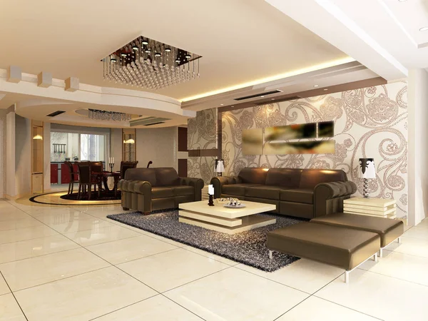 Inicio interior 3D renderizado —  Fotos de Stock