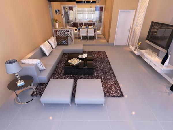 Inicio interior 3D renderizado — Foto de Stock