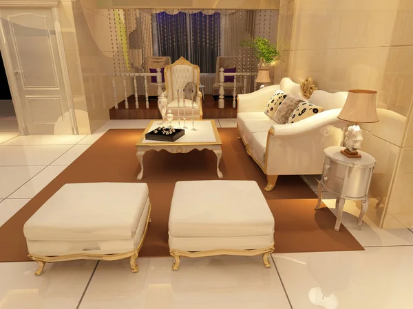 Inicio interior 3D renderizado — Foto de Stock