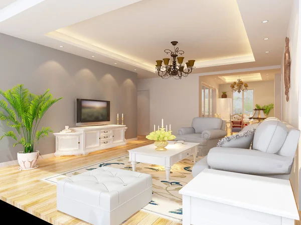 Home interior 3D renderização — Fotografia de Stock