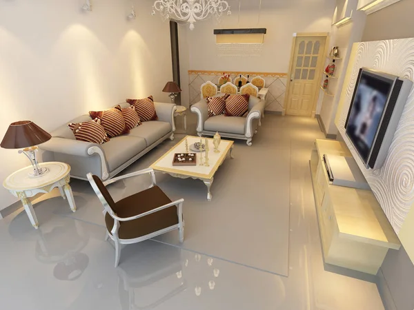 Home interior 3D renderização — Fotografia de Stock