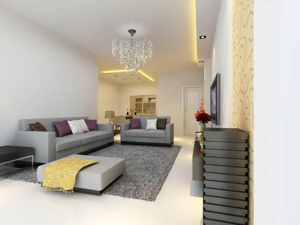 Inicio interior 3D renderizado — Foto de Stock