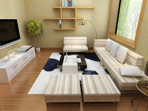 Inicio interior 3D renderizado —  Fotos de Stock