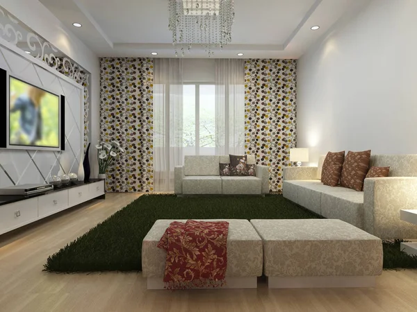 Inicio interior 3D renderizado — Foto de Stock