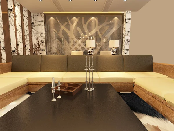 Inicio interior 3D renderizado — Foto de Stock