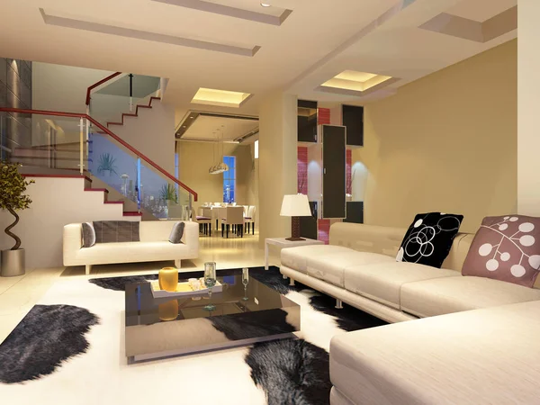 Inicio interior 3D renderizado — Foto de Stock