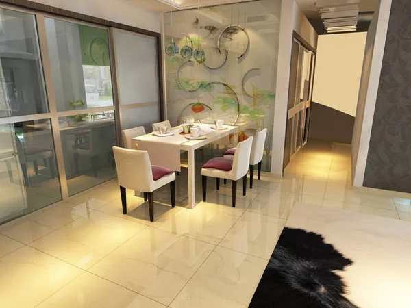 Home interior 3D renderização — Fotografia de Stock