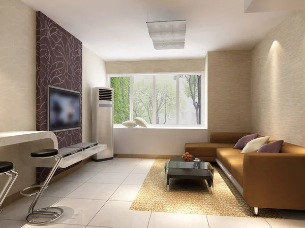 Home interior 3D renderização — Fotografia de Stock