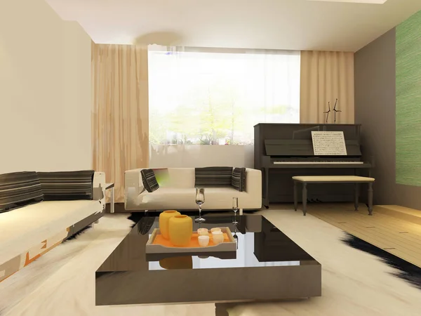 Inicio interior 3D renderizado — Foto de Stock