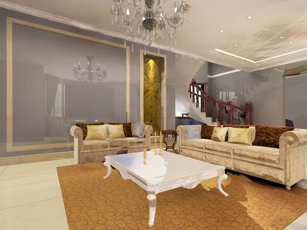 Inicio interior 3D renderizado — Foto de Stock