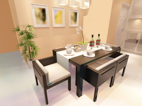 Inicio interior 3D renderizado — Foto de Stock