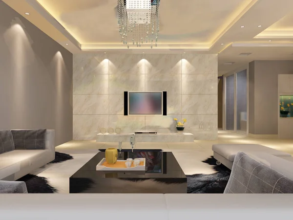 Inicio interior 3D renderizado — Foto de Stock