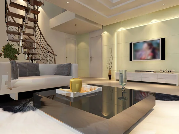 Inicio interior 3D renderizado — Foto de Stock