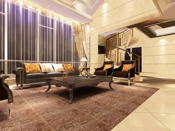 Inicio interior 3D renderizado — Foto de Stock