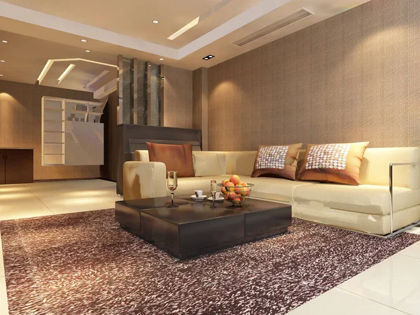 Inicio interior 3D renderizado — Foto de Stock