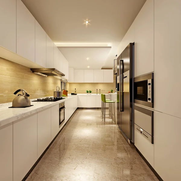 Rendering Küche Raum — Stockfoto