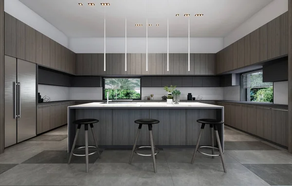 Rendering Kitchen Room — Stock Photo, Image