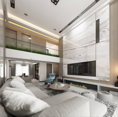 ev iç 3D render.