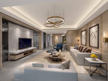 ev iç 3D render.