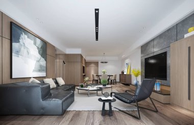 ev iç 3D render.