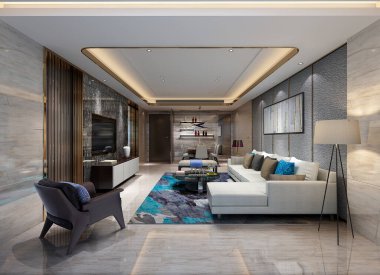 ev iç 3D render.