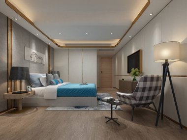 3D yatak odası, çok rahat.