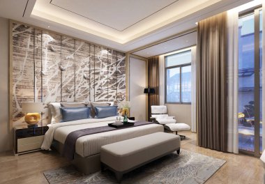 3D yatak odası, çok rahat.