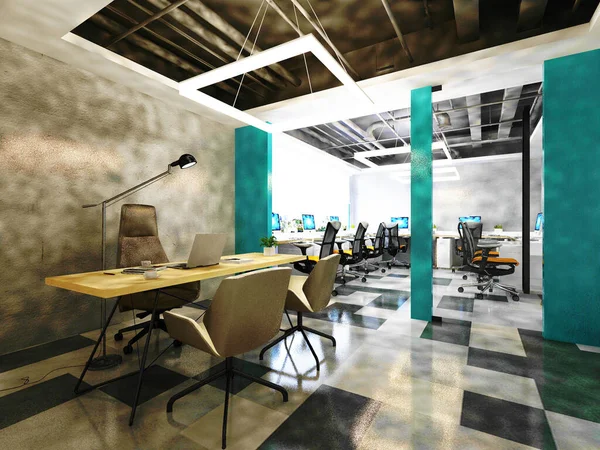 Oficina Moderna Interior Renderizado — Foto de Stock