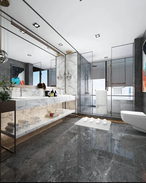 Rendering Bathroom Interior — Stock Photo, Image