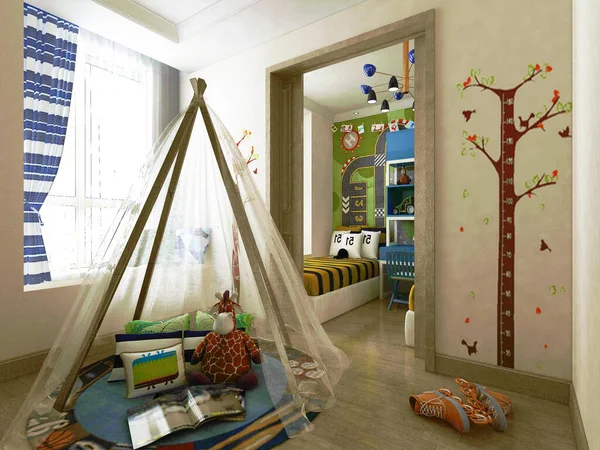 Rendering Children Room Comfortable — Stock Photo, Image