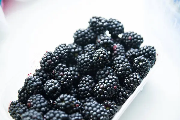 Черные ягоды на белом — стоковое фото