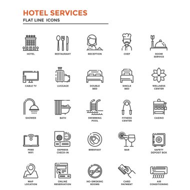 Düz çizgi simgeler - otel Servisi