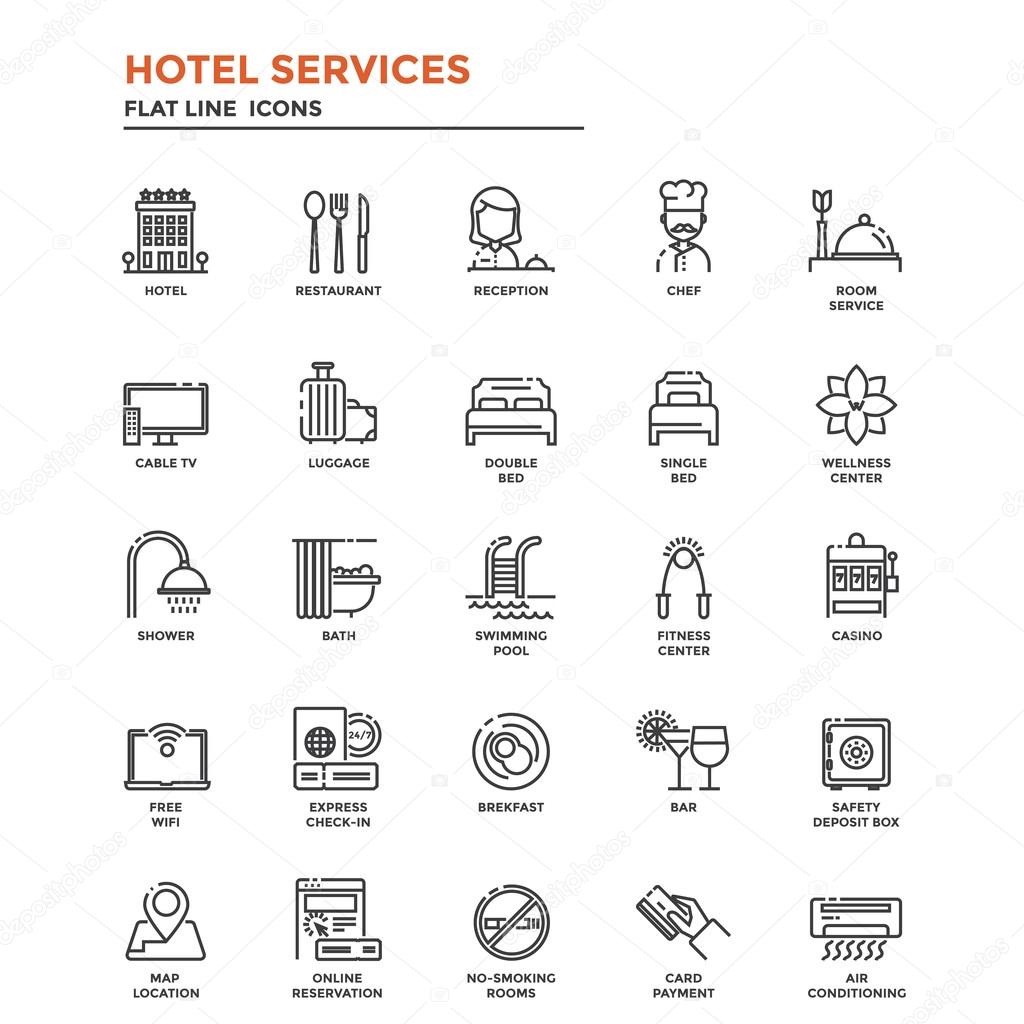 Flat Line Icons- Hotel Service