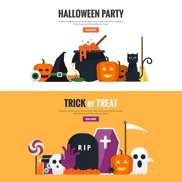 Banner Hallowen design piatto 2 — Vettoriale Stock