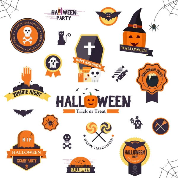 Hallowen platte ontworpen Badges — Stockvector