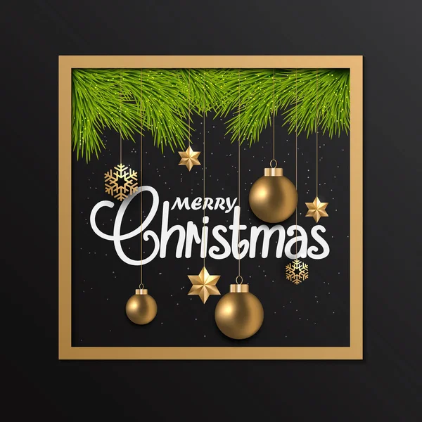 Vánoční přání s ornamenty v rámu — Stockový vektor