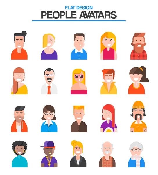 Flat design avatars people — Stock Vector