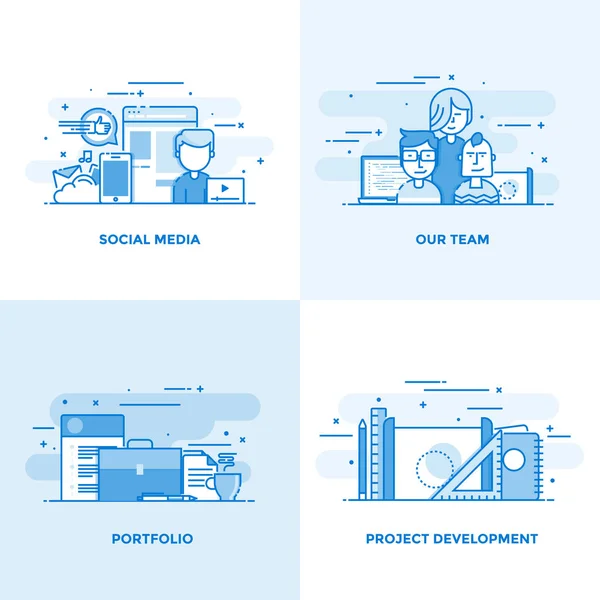 Linha plana Conceitos Projetados 4 —  Vetores de Stock